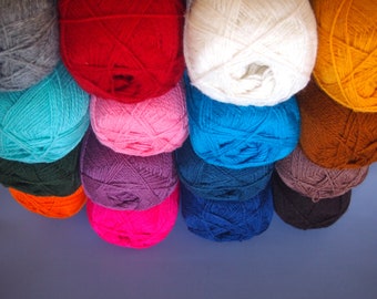 FREE SHIPPING - Various Colors - 16 Balls Wool Yarn, Wool for knitting, crochet,100% wool, Lithuanian Wool Yarn