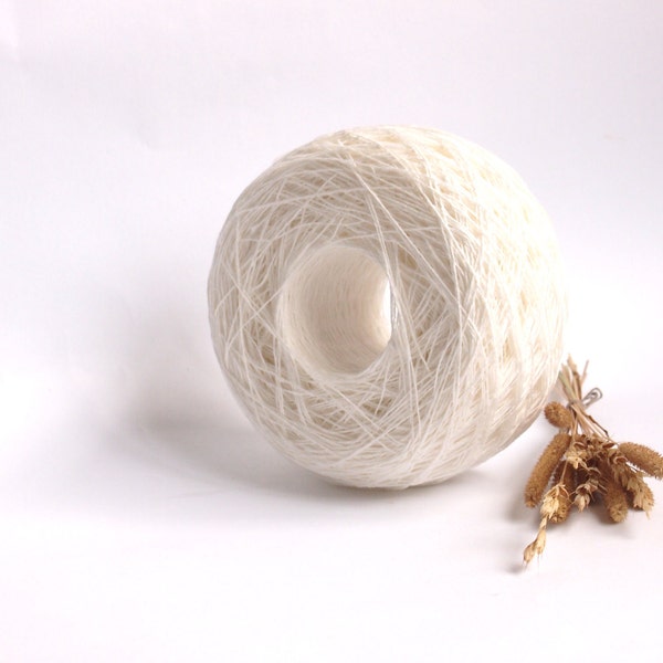 1 ply, 2 ply, 3 ply, 4 ply Bright White Linen Yarn, #001 High Quality, Natural Linen Yarn, Linen Yarn For Crochet, Knitting, 100 g/ 3.5 oz