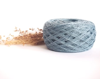 Metallic Blue  Linen Yarn, #066 High Quality, Linen Yarn For Crochet, Knitting, 100 g / 3.5 oz