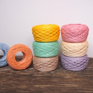 8 Balls Natural Pastel Linen Yarn Colors, High Quality, Linen Yarn For Crochet, Knitting, 400 gr/ 14 oz