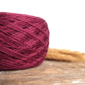 Cranberry Color, #045 High Quality, Linen Yarn For Crochet, Knitting, 100 g/3,5 oz