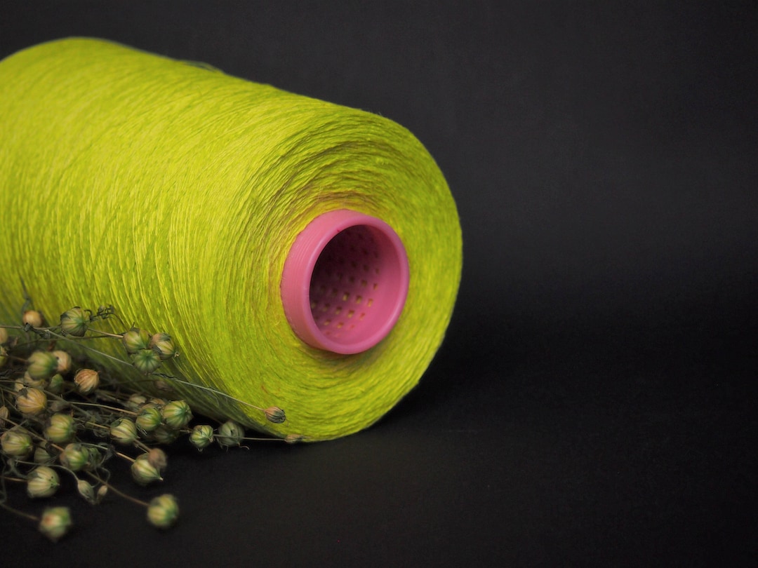 500 G/ 17,5 Oz Linen Yarn, 009 Neon Yellow Green High Quality, Linen