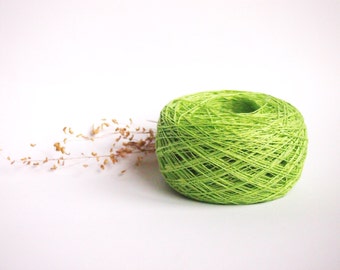 Linen Yarn, High Quality, #021 Lime Green Linen, Linen Yarn For Crochet, Knitting, 100 g/ 3.5 oz