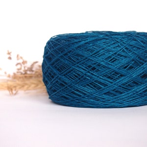 1 ply, 2 ply, 3 ply, 4 ply Dark Turquoise #065 Linen Yarn, High Quality, Linen Yarn For Crochet, Knitting, 100 g / 3.5 oz