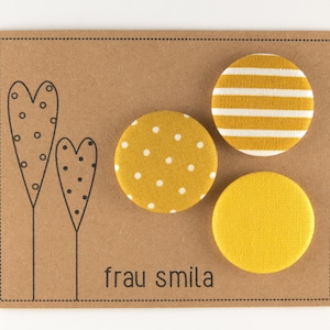 Button-Set • Stoff • GELB • Punkte • Streifen • verschiedene Muster • Anstecker • 26mm • Button