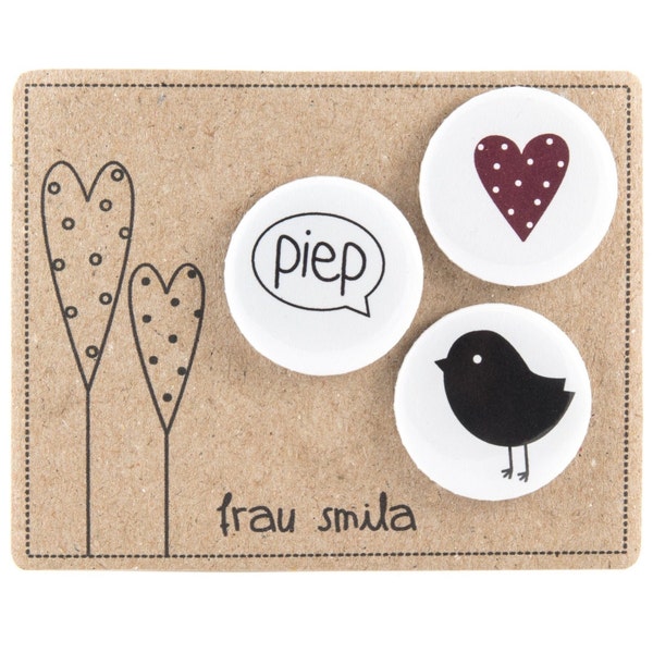 SPATZ PAUL • Button-Set oder Magnet-Set • 3 Stück