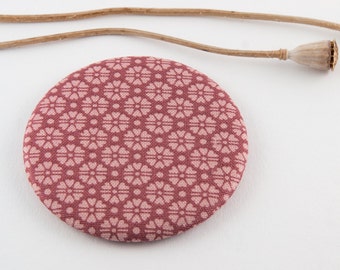 Taschenspiegel • Stoff • rosa • Floral • Durchmesser 59mm