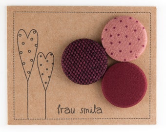 Button set • fabric • old pink • dark red • purple • pin • various fabrics