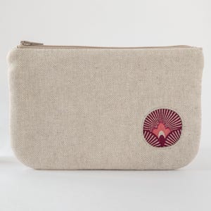 kleines Täschchen • florales RETROMUSTER • Kosmetiktasche • Negativapplikation • Stoff • pink • rot • beige • weinrot