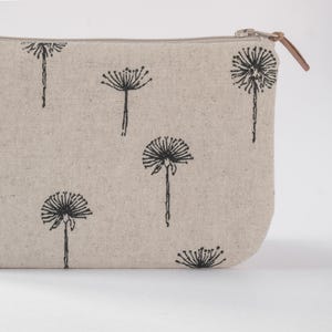 kleines Täschchen • PUSTEBLUMEN • beige • Kosmetiktasche • Etui • japanischer Stoff • Lederband • floral • schwarz