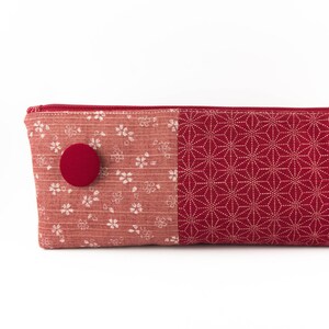 großes STIFTEMÄPPCHEN • japanischer Stoff • Stoff • Muster • rot • Aufbewahrung • Stoffknopf • Button •  Kosmetiktasche