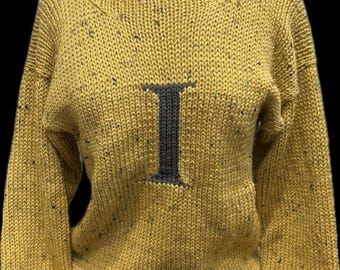 Adult and Child Monogram Sweater, Hand knitted Tweed Letter Sweater, Monogram sweater, Toddler through adult 4XL