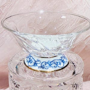 1 Pair -Glass Teacups with Porcelain base