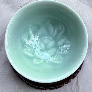Celadon Green Lotus Teacup - Set of Three