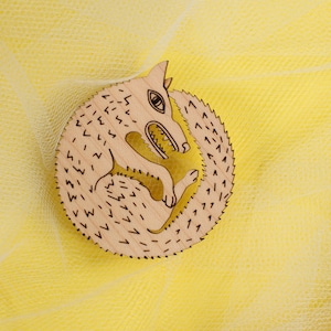 Wooden Wolf Pin