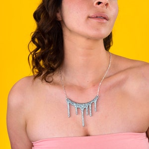 Sparkly Silver Statement Necklace / Silver Jewelry / Unusual Necklace / Bold Necklace - Melt