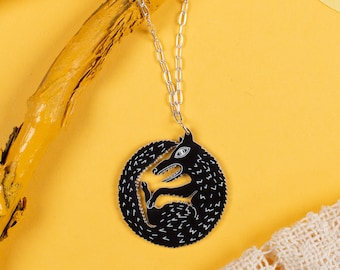 Black Wolf Necklace / Wolf Pendant Necklace