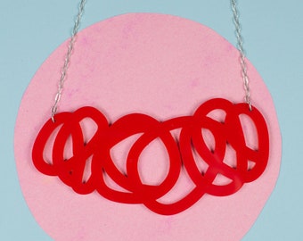 Chunky Red Statement Necklace - FAT CAP