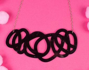 Chunky Black Statement Necklace - FAT CAP