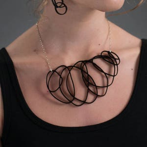 Black Statement Necklace - Black Necklace - Scribbler