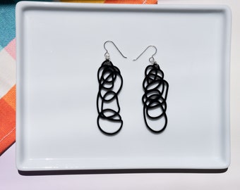 ABSTRACT DANGLE EARRINGS | lightweight acrylic earrings | black scribble earrings | gift for artist | artsy earrings | Drawn Out