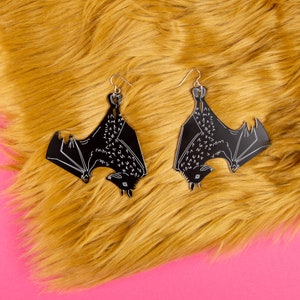 LARGE BAT EARRINGS Halloween Jewelry Spooky Earrings Goth Earrings Animal Earrings image 4
