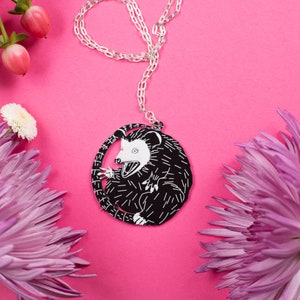 Black Possum Necklace / Opossum Necklace