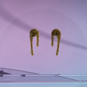 PENDIENTES DE ORO MODERNOS / Pendientes de botón de oro / Pendientes de oro únicos / pendientes de oro brillante