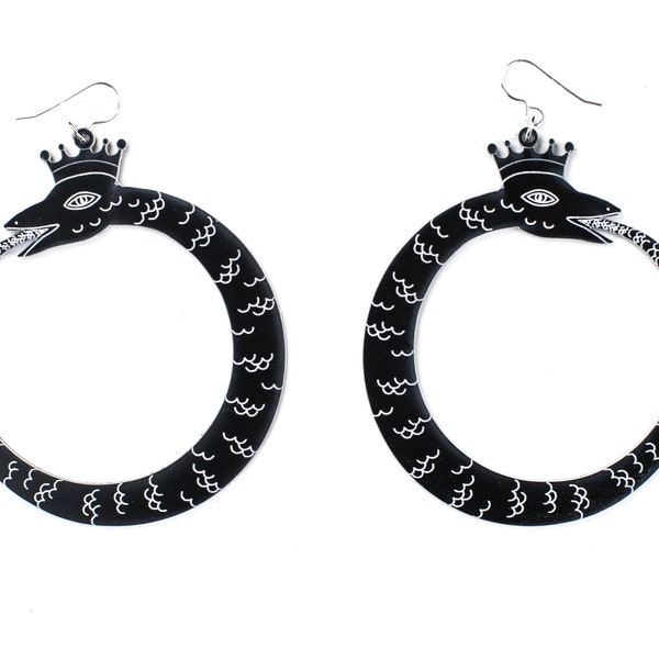 Large Snake Earrings / Ouroboros Earrings