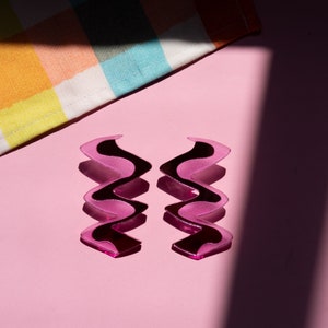 Hot Pink Earrings | Pink Acrylic Earrings | Lightweight Statement Earrings