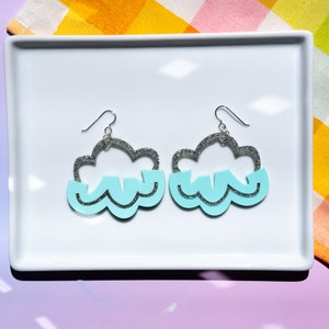 BLUE CLOUD EARRINGS | Blue Earrings | Lightweight Acrylic Earrings | Modern Earrings | Aqua Earrings - Chroma Cloud