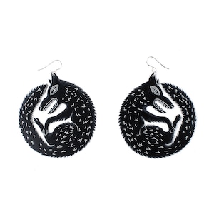 Wolf earrings | Black, Snarling wolf | Acrylic earrings, Laser cut dangle earrings, Fun earrings, Weird earrings, Wolf jewelry, Wolf gifts