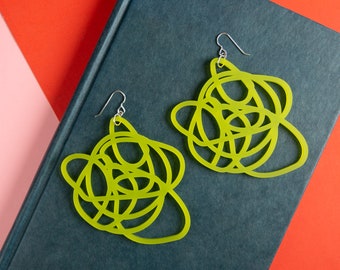Lime Green Statement Earrings - GRANDE