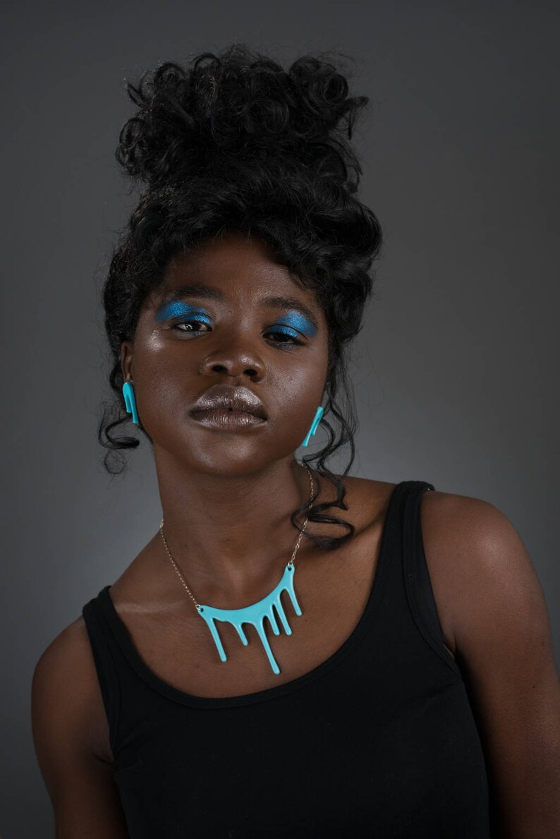 Blue Necklace Funky Jewellery Blue Statement Necklace Bold Necklace
