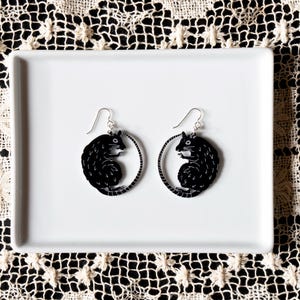 Rat earrings | Small Rat, Laser cut Acrylic, Black earrings | Animal earrings, Rat art, Funky earrings, Quirky Earrings, Animal lover gift