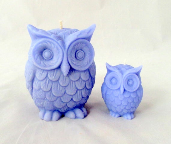 Unscented Blue Owl Candle Skeleton Candles