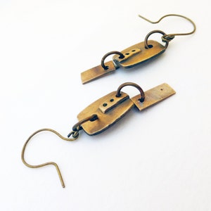 Modern Bronze and Brass Dangle Earrings