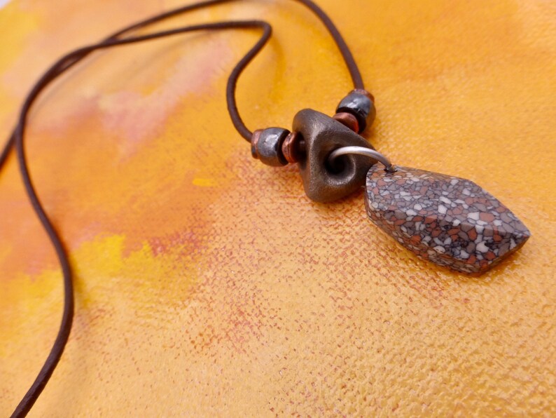 Modern Small White Copper Copper and Gray Necklace Etsy