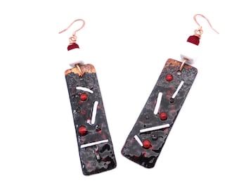 Dangle Enamel Earrings Black, White, and Red