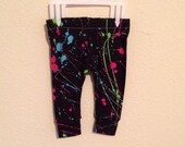 Handmade paint splatter baby leggings with cuff, sizes newborn-4T, cute baby leggings, baby boy leggings, baby girl leggings