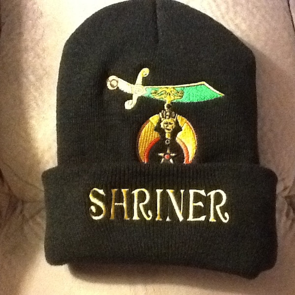 Masonic Shriner Black Beanie Cap