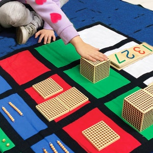 Montessori Place Value work mat, Golden Bead equation Mat, Montessori Mat, Addition and Subtraction Math Mat, Montessori Stamp Game-math mat