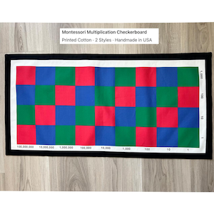 Montessori Multiplication ( Printed) Checkerboard Mat, Cotton Math Work Mat