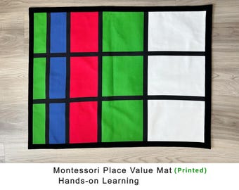 Montessori Place Value Mat: Printed Cotton Work Mat, Math Learning
