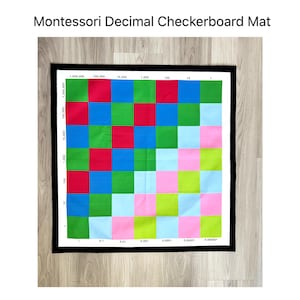 Montessori Decimal Checkerboard Mat, Math Multiplication Learning, Handmade, (Printed-Cotton fabric)
