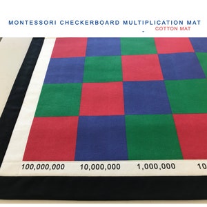 Multiplication Checkerboard Mat (Printed), (Cotton Fabric) Montessori Checkerboard Mat, Montessori work mat, Montessori