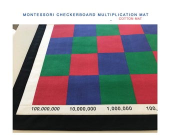 Multiplication Checkerboard Mat (Printed), (Cotton Fabric) Montessori Checkerboard Mat, Montessori work mat, Montessori