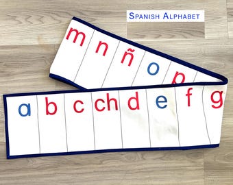 Spanish Alphabet Roll, Montessori Lowercase, Language Lessons, Cotton fabric