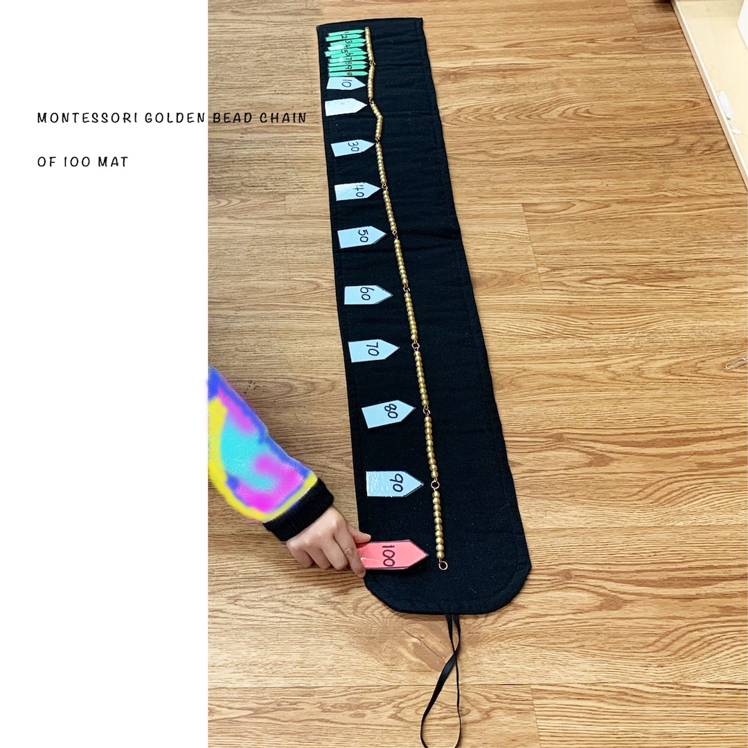 Montessori Golden Bead Chain of 100 Mat,montessori Work Mats,montessori