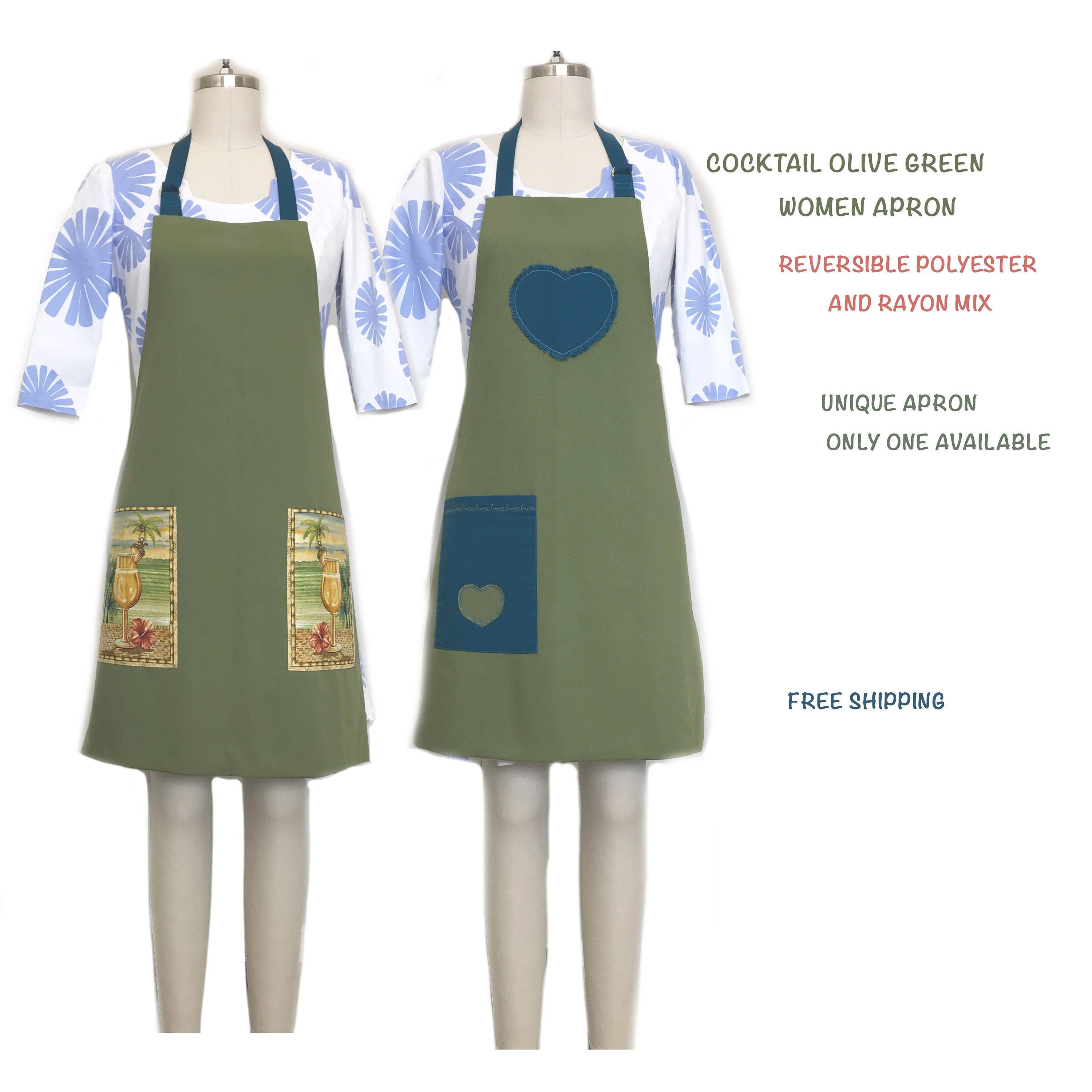 Unique aprons for ladies Olive green Apron customized aprons Etsy